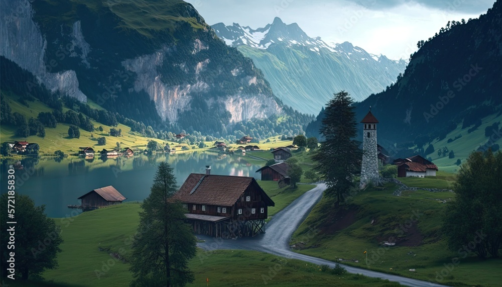 Switzerland Landscape Wallpaper Generated AI HD 4K