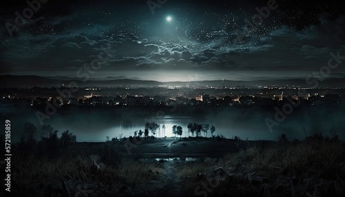 Beautiful Night City Landscape Wallpaper Generated AI HD 4K
