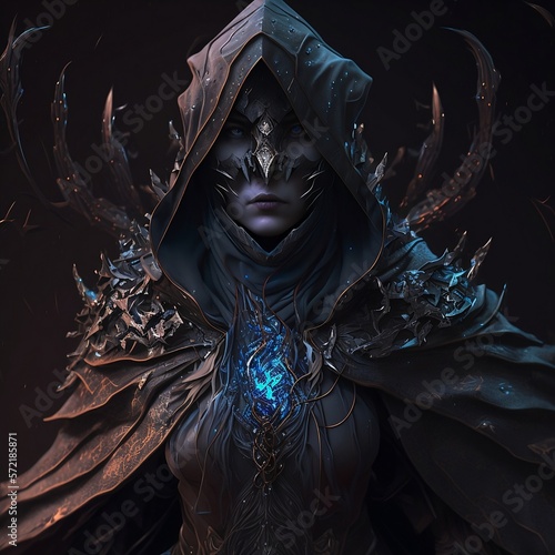Tela A female sorceress wearing a dark cape