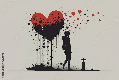 Boy silhouette and heart