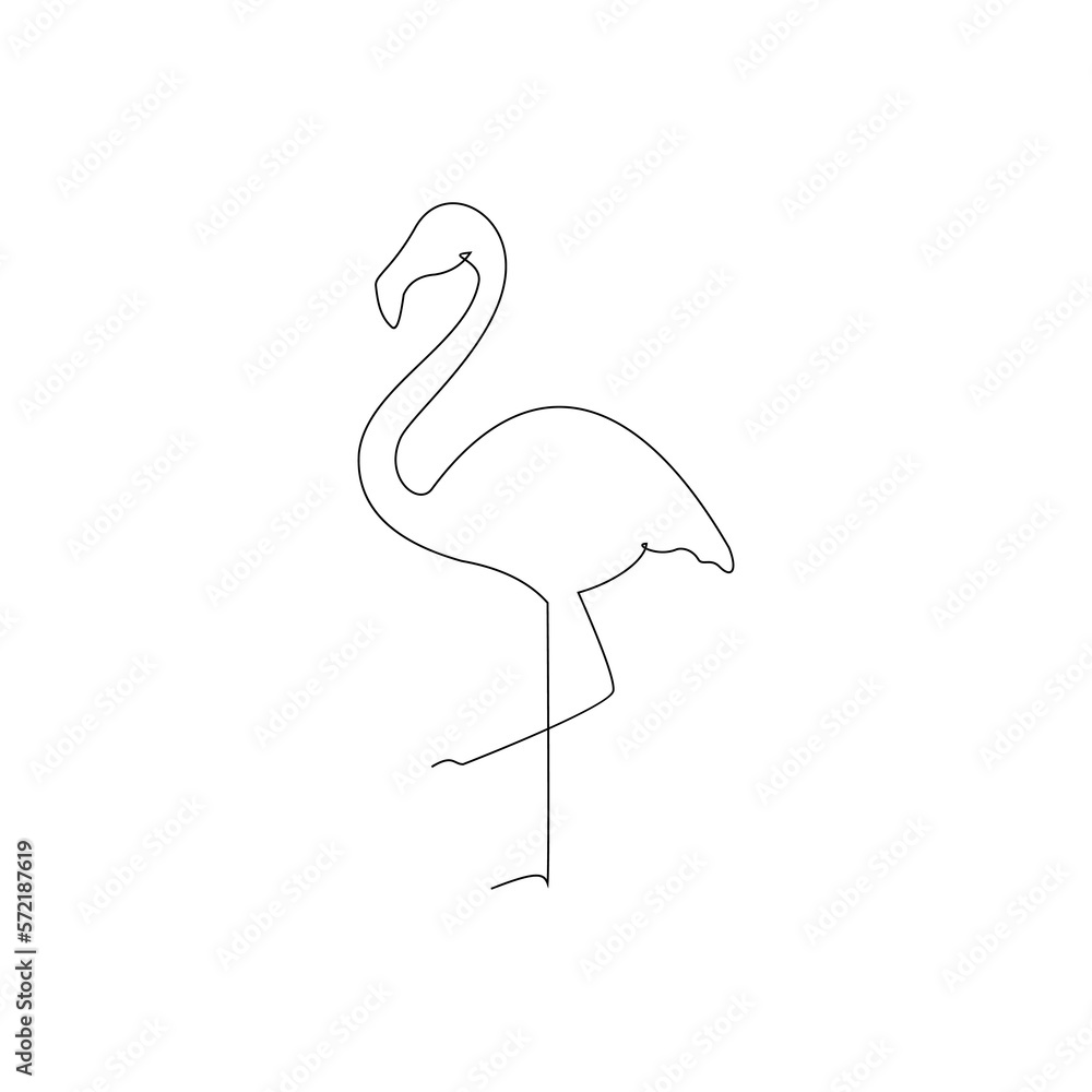 One single line drawing of beauty exotic flamingo for company business logo identity. Flamingo bird mascot concept for product brand. Modern continuous line draw design graphic vector illustration One single line drawing of beauty exotic flamingo for company business logo identity. Flamingo bird mascot concept for product brand. Modern continuous line draw design graphic vector illustration