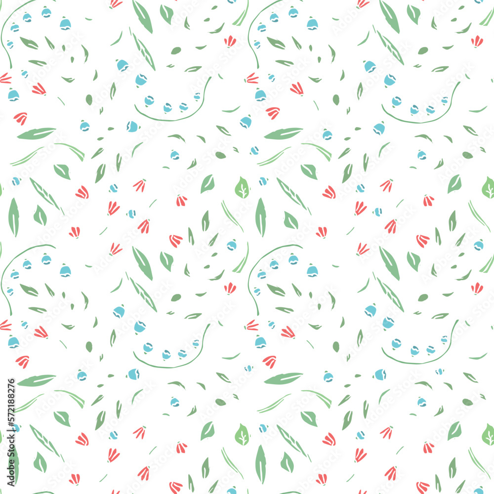 Seamless pattern with flowers. Doodle floral background. Spring pattern