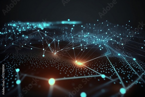 Tech Connect: Dynamic Abstract Background with Interconnected Lines and Nodes. Generative AI