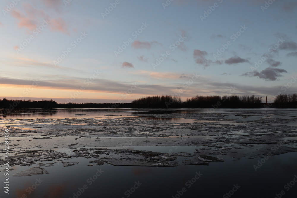 sunset over the river