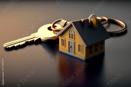 Concepto de hipoteca, inversión, bienes raíces y propiedad: cierre de las llaves de la casa. representación 3d photo