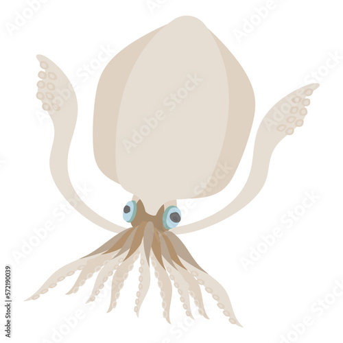 アオリイカのフラットなベクターイラスト
Big fin reef squid. Flat designed vector illustration.