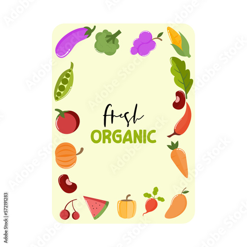 Healthy food vector illustration  Love Vegan illustration with vegetable icon