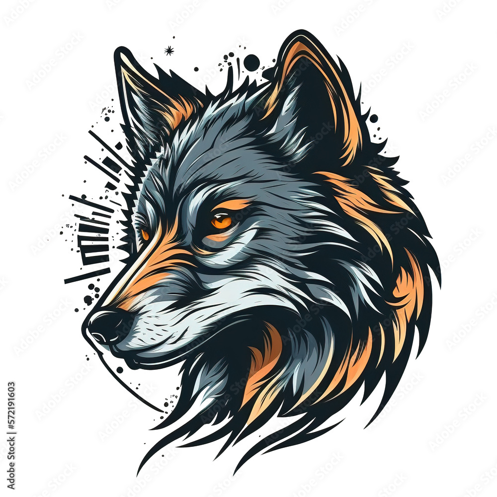 Fototapeta premium a wolf head flat logo illustration on transparent background