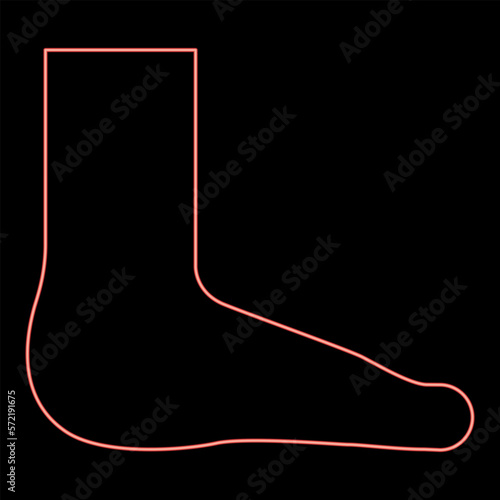Neon foot care concept human ankle sole naked red color vector illustration image flat style