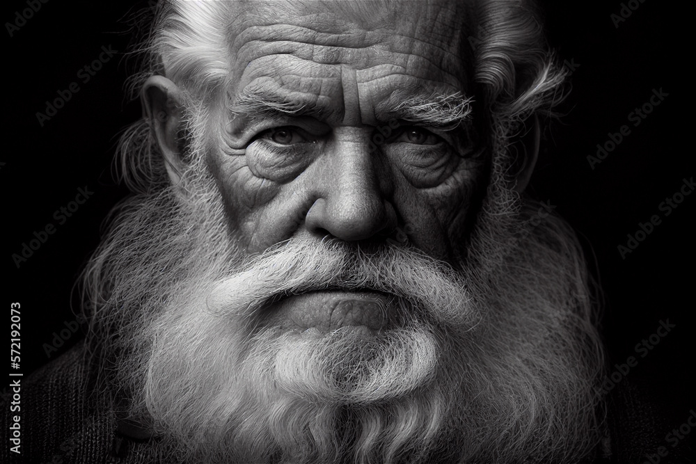 Portrait of an old white man with big white beard wrinkles looking straight into the camera, santa, santa clause, illustration Generative Ai Portrait of an old white man with big white beard wrinkles looking straight into the camera, santa, santa clause, illustration Generative Ai