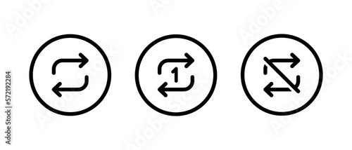 Repeat song icon set collection vector. Music button concept