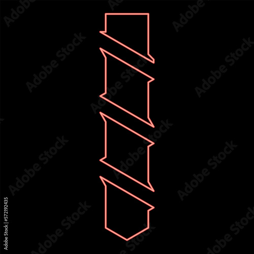 Neon drill bit auger red color vector illustration image flat style