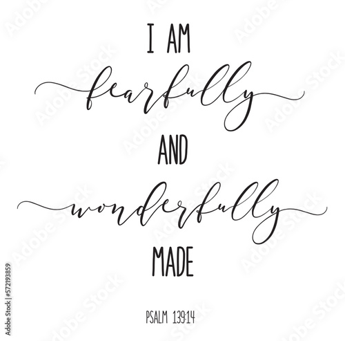 Fearfully and wonderfully made. Christian poster. Psalm hand lettering quote. Baby Events. A beautiful christian theme for a sweet baby shower, sip and see, dedication, baptism party.