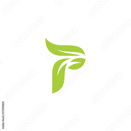 P Leaf Logo Design. P Organic Icon