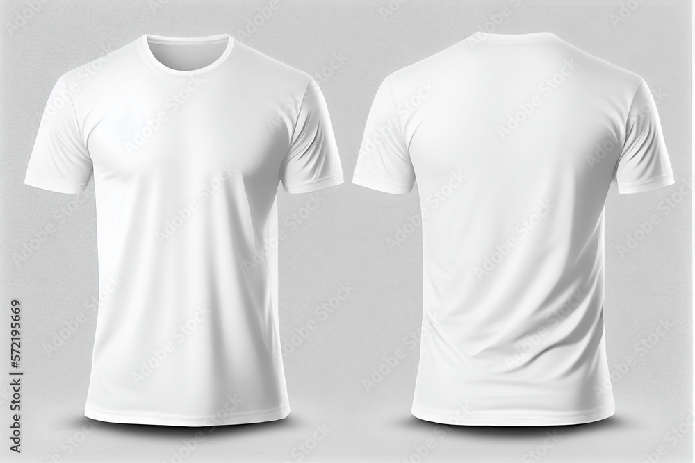 T-Shirt Mockup. White Blank T-Shirt Front And Back Views. Female And Male  Clothes Wearing Clear Attractive Apparel Tshirt Models Template. Generative  Ai. Stock Illustration | Adobe Stock