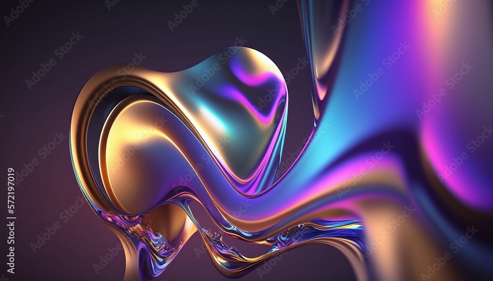 Abstract fluid iridescent holographic neon curved wave in motion ...