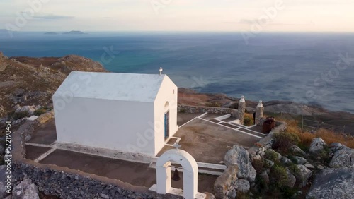 Church on a mountain, Crete Greece. Beauty, Scenic, Nature, Sunest, Coastal Mountains, Church on a hill. photo