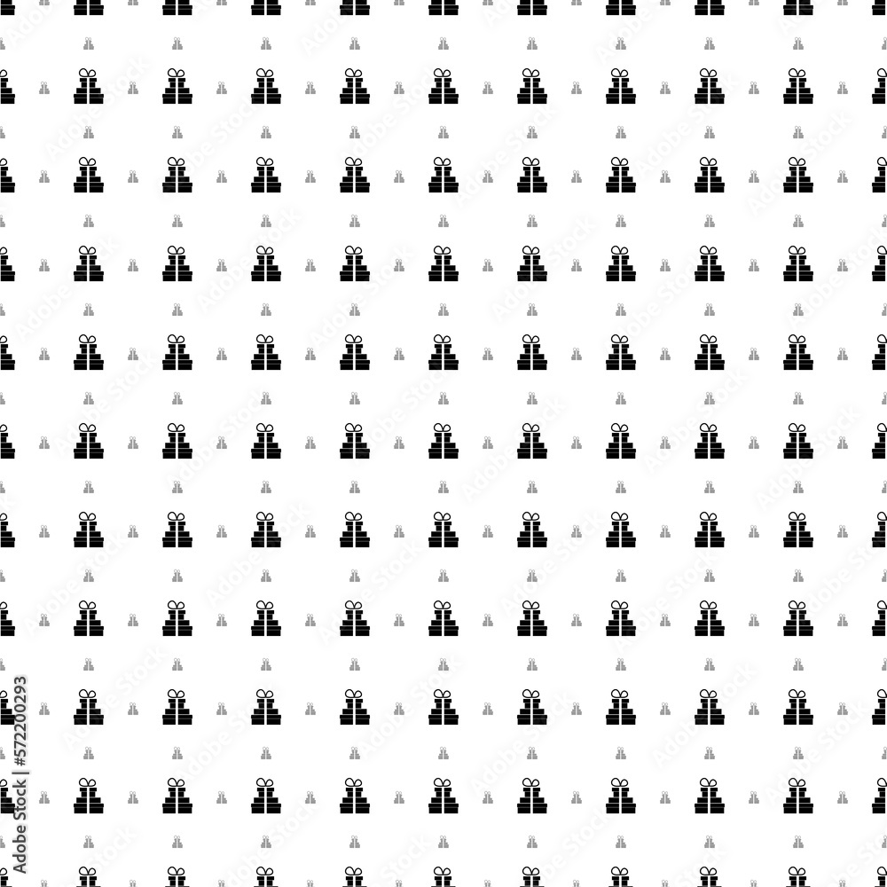 Square seamless background pattern from geometric shapes are different sizes and opacity. The pattern is evenly filled with big black set of giftss. Vector illustration on white background