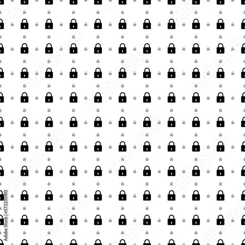 Square seamless background pattern from black padlock symbols are different sizes and opacity. The pattern is evenly filled. Vector illustration on white background