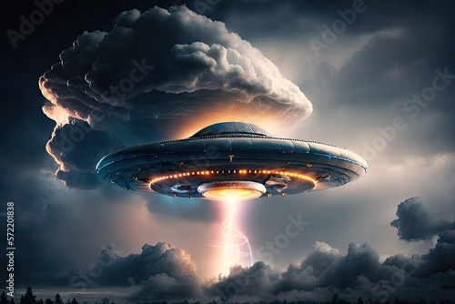 UFO In the Sky. Generative AI.