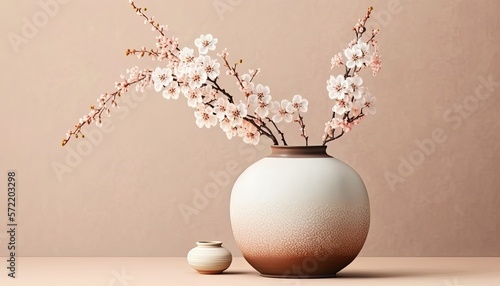 Cherry Blossom day background illustration spring blooming. Generative AI