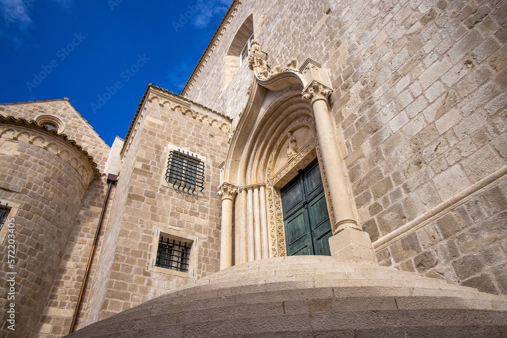 Fototapeta premium Old walls and towers in the historic old town of Dubrovnik, Croatia