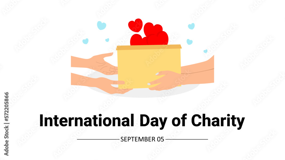 International day of charity background with hand give gift love isolated on white background.