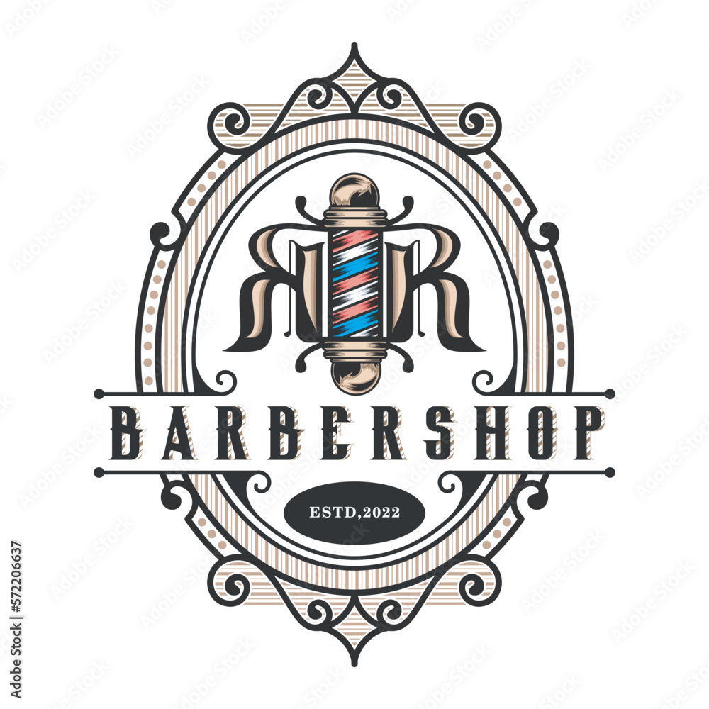 Barber Shop Logo Design Illustration, Vintage Vector Eps 10 Stock Vector |  Adobe Stock