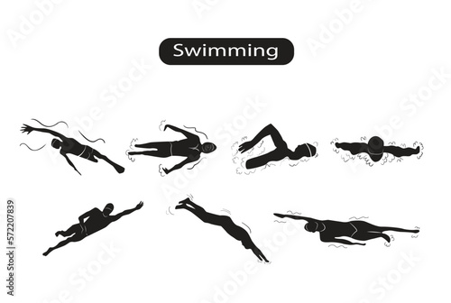Swimming Sport Silhouette Vector Illustration 