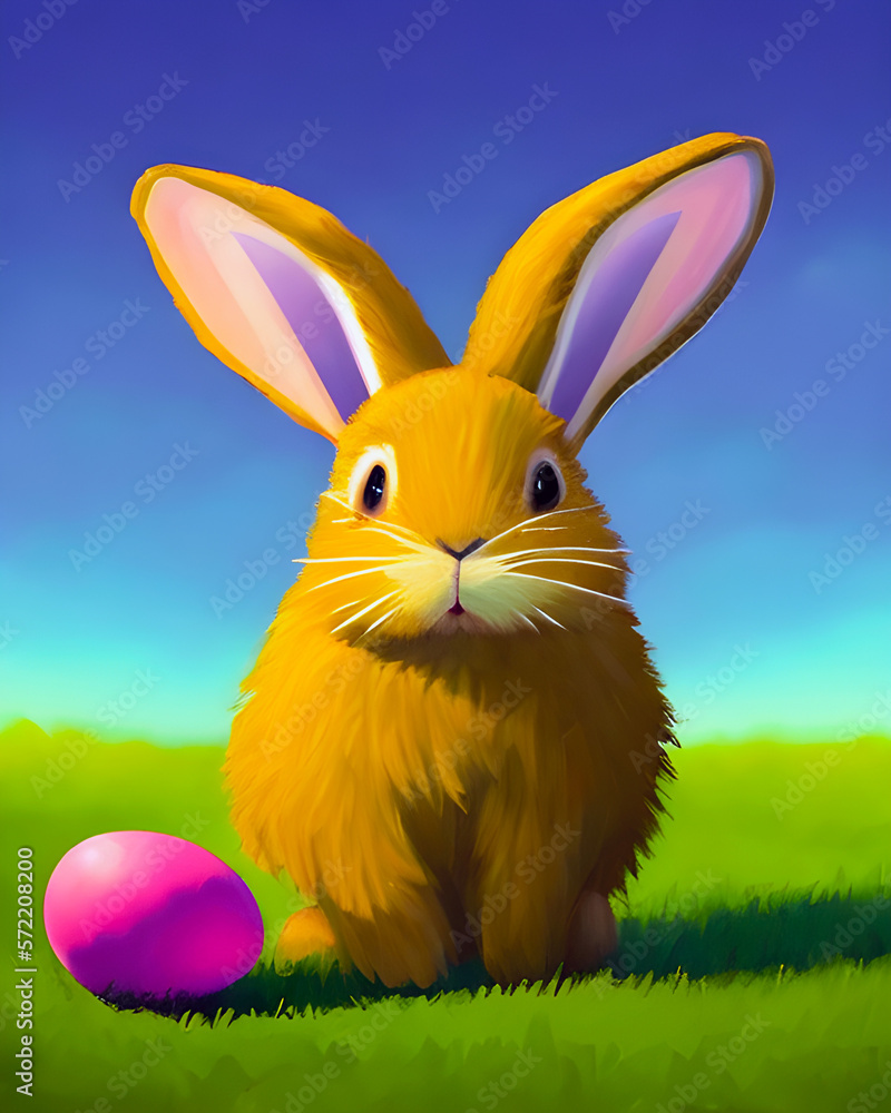 Obraz premium easter bunny with easter eggs, generated ai 