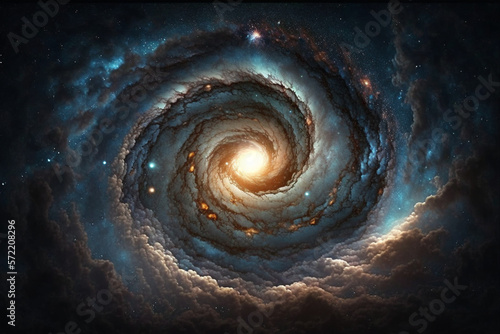 Milky way galaxy with swirl nebula generative AI