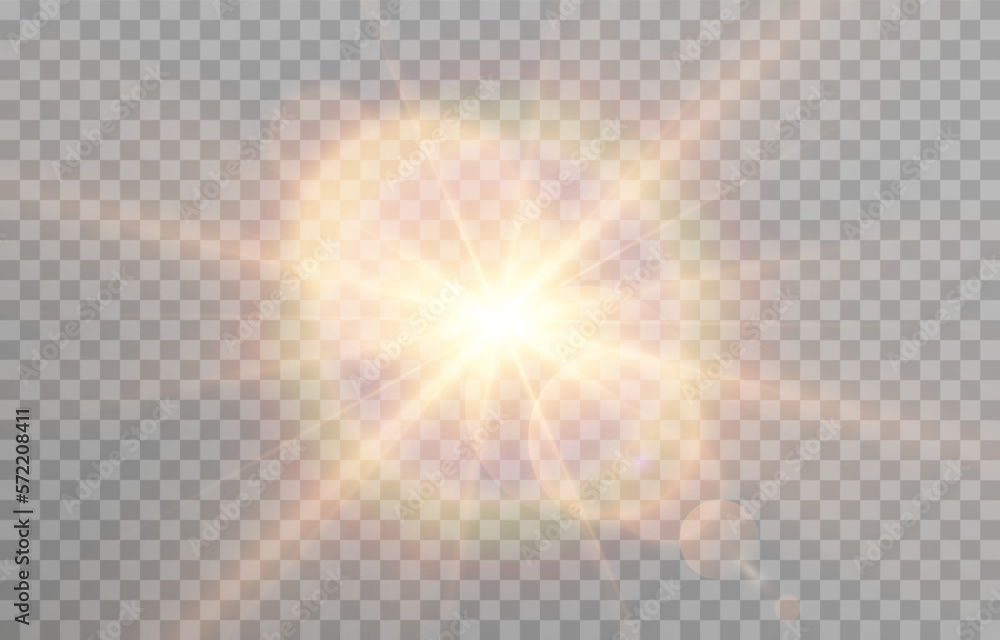 Vector sun light with glare. Golden flash png. Sun rays png. Glare from the sun, dawn, light effect. Vector sun light with glare. Golden flash png. Sun rays png. Glare from the sun, dawn, light effect.