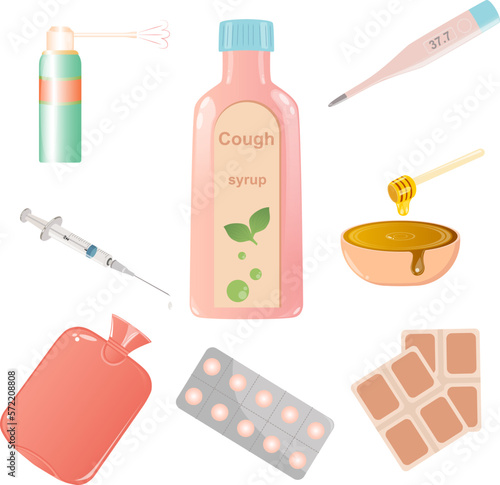 Set of vector images for the treatment of diseases