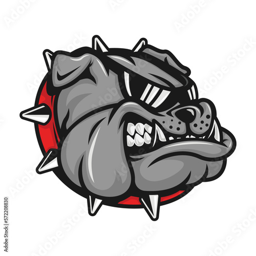 Gonzaga Bulldog mascot head with black sunglasses on logo vector illustration photo