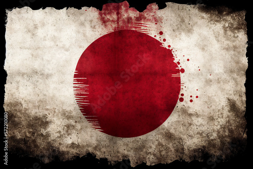 Slika na platnu National flag of Japan background with a distressed vintage weathered effect whe