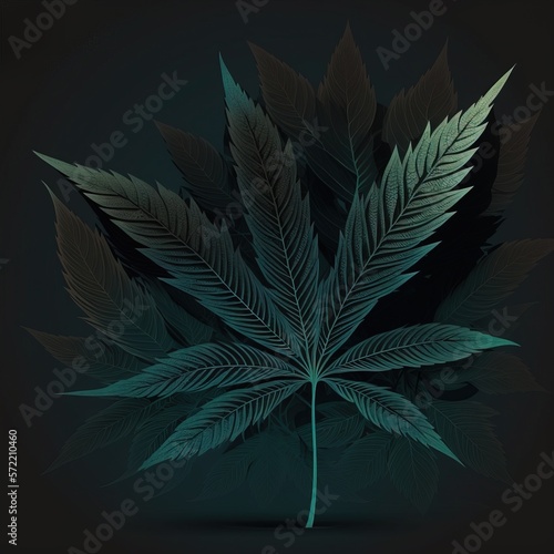 Cannabis Marijuana leaf zoom close up macro generative ai