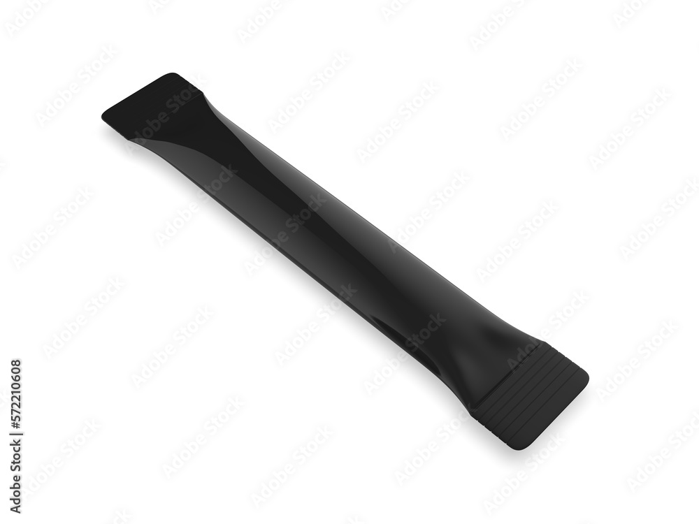 Black Stick Pack Sachet bag template, 3d render illustration. Black Stick Pack Sachet bag template, 3d render illustration.