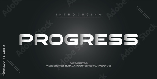 Progress digital modern alphabet new font. Creative abstract urban, futuristic, fashion, sport, minimal technology typography. Simple vector illustration with number