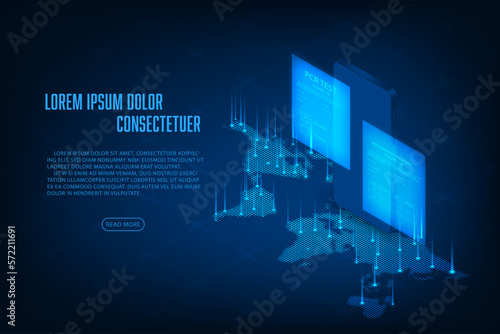 Vector isometric digital certificate vaccine Covic-19 online heart passsport concept.