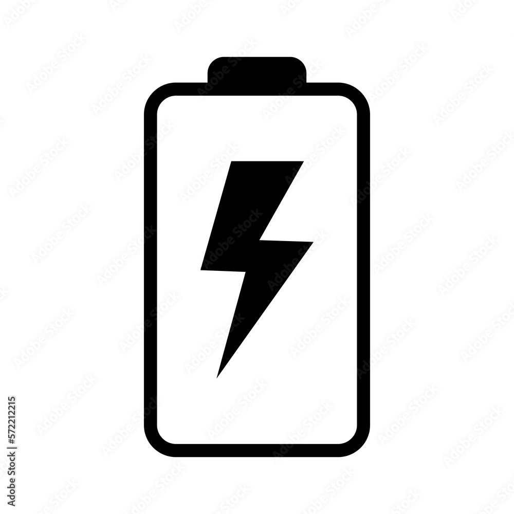 Battery icon with lightning bolt sign. Battery charging icon with lightning bolt symbol. Battery icon with lightning bolt sign. Battery charging icon with lightning bolt symbol.
