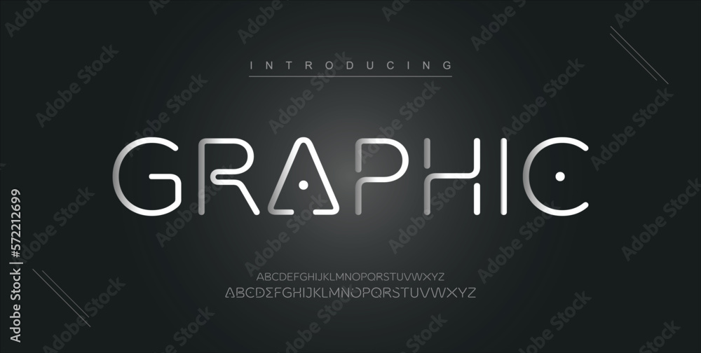 Graphic digital modern alphabet new font. Creative abstract urban, futuristic, fashion, sport, minimal technology typography. Simple vector illustration with number