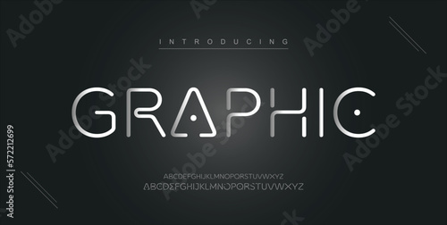 Graphic digital modern alphabet new font. Creative abstract urban, futuristic, fashion, sport, minimal technology typography. Simple vector illustration with number
