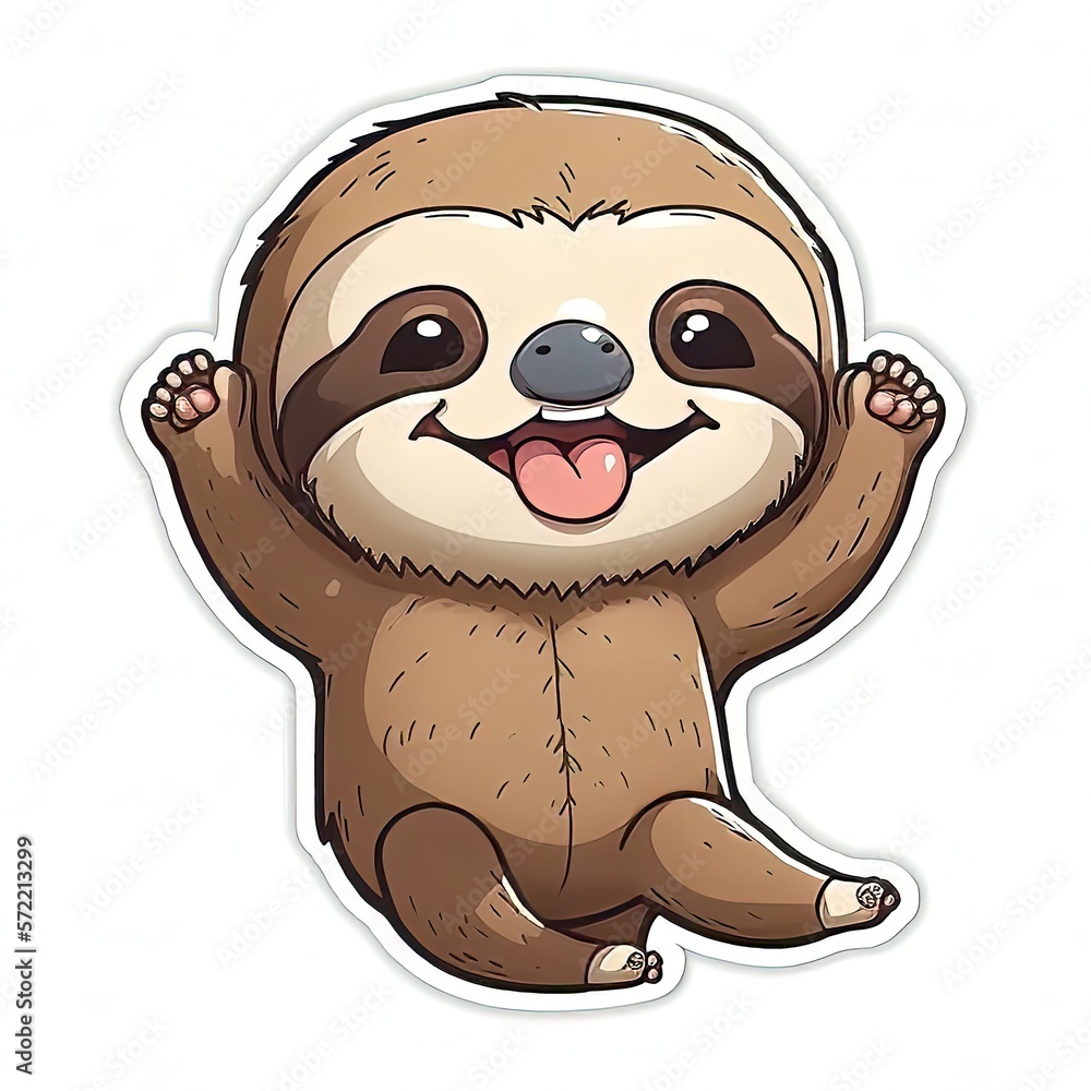 Obraz premium get playful with cute cartoon sloth cut out stickers with generative ai