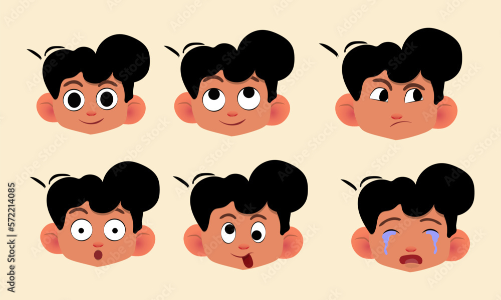 set of children facial expression 