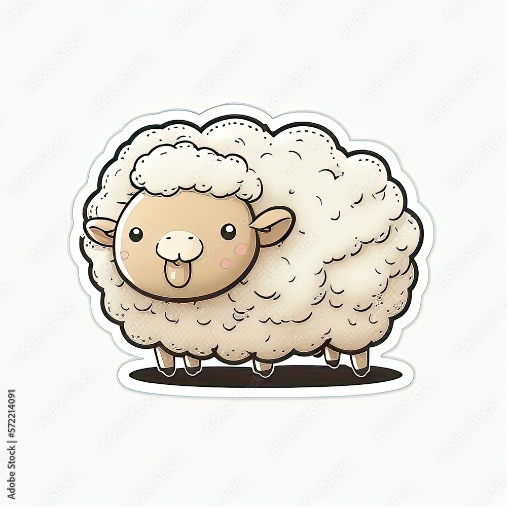 Obraz premium bring the farm to life with adorable cartoon sheep stickers with generative ai