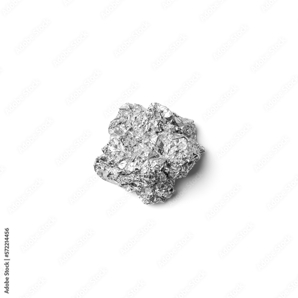 Crumpled foil from chocolate on isolation top view Crumpled foil from chocolate on isolation top view