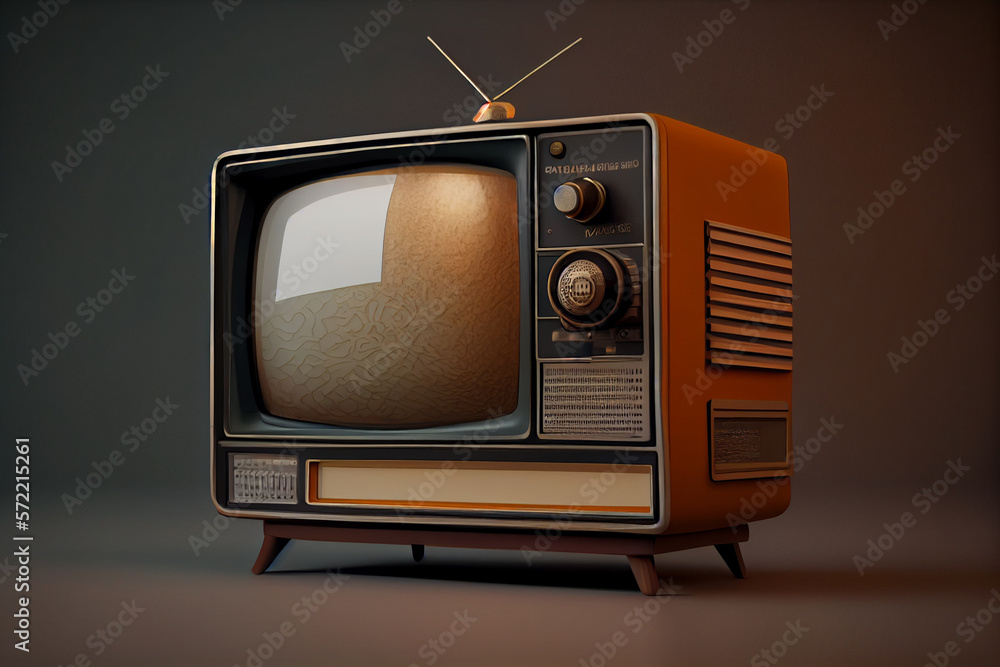 Beautiful Retro Old Television on orange background, Vintage analog TV with  copy space. Stock Illustration | Adobe Stock