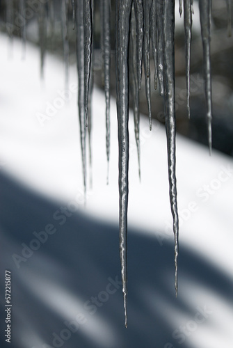 Ice floe or ice stalactites (icicles)