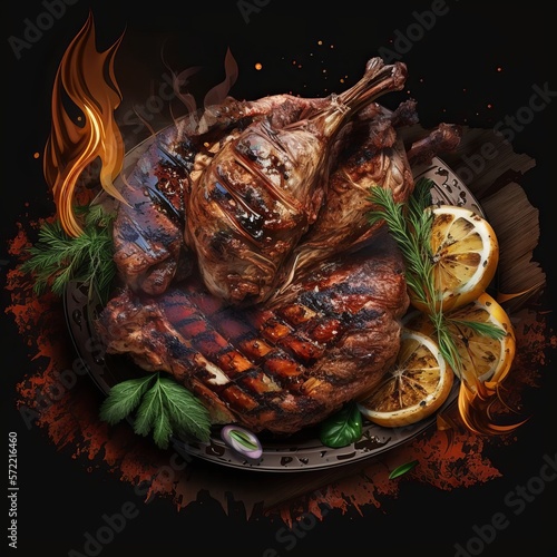 Grilled meat generative by AI
