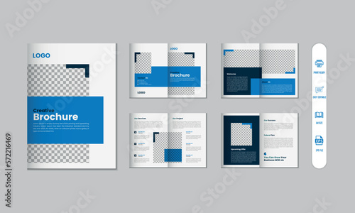 8 pages corporate modern brochure and company profile, magazine, portfolio template design